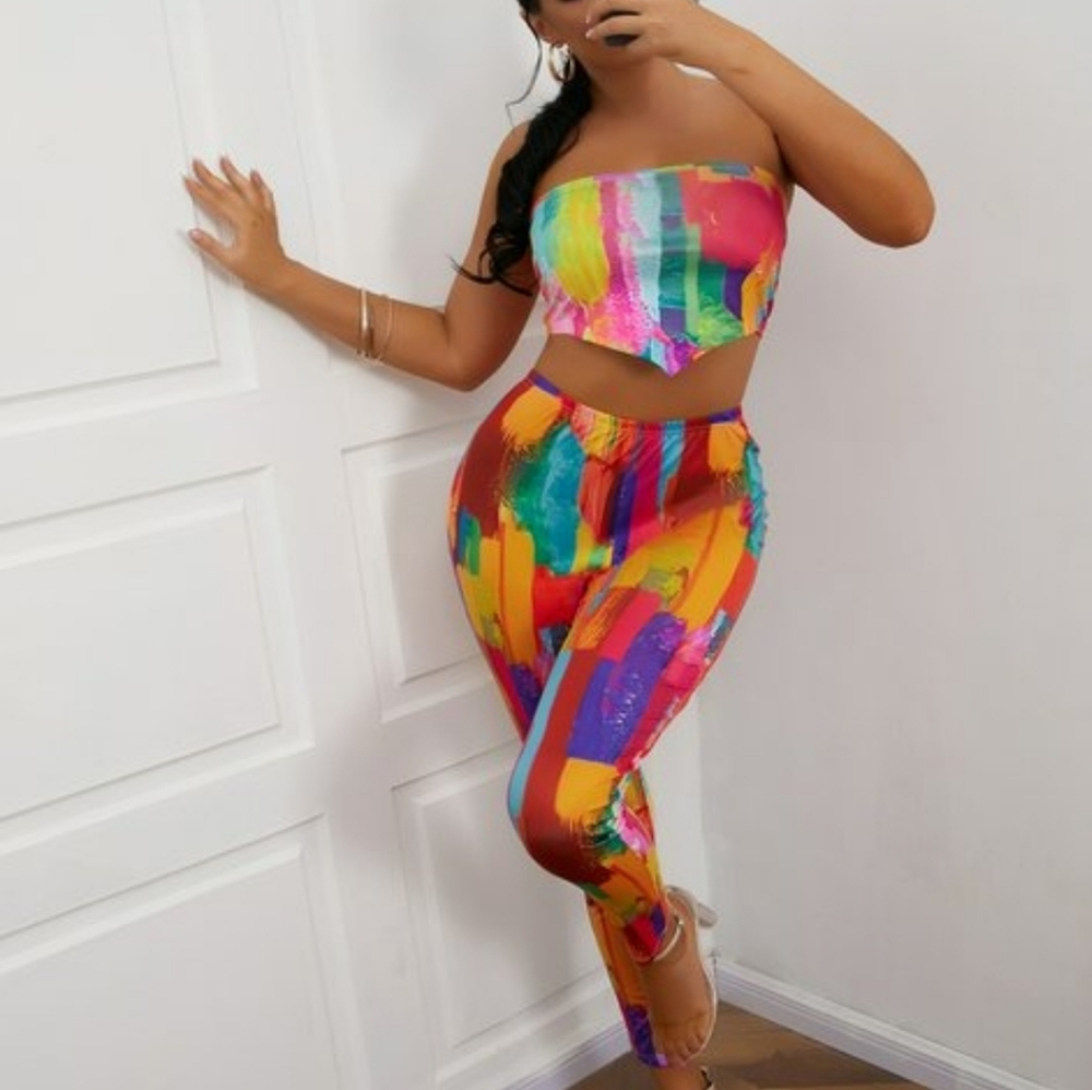 tie-dye 2 piece pants set